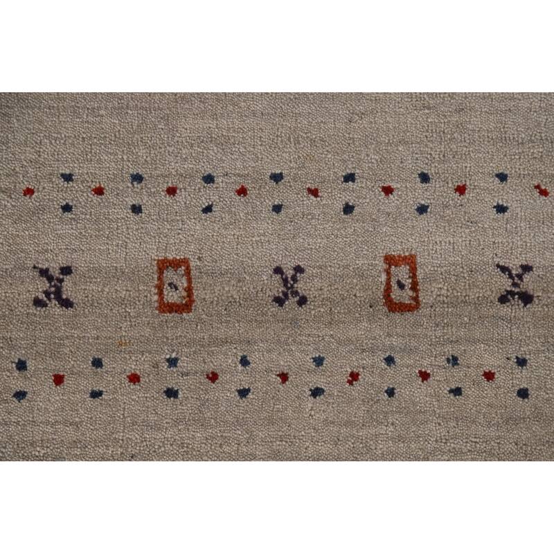 Gabbeh Oriental Area Rug Hand-Knotted Orange Wool Carpet - 5'9" x 7'8"