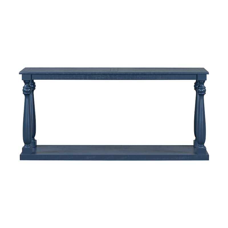 Vintage Wood Grain Console Table with Bottom Shelf and 4 Vase Legs, Suitable for Entryway, Hallway, Living Room, Bedroom