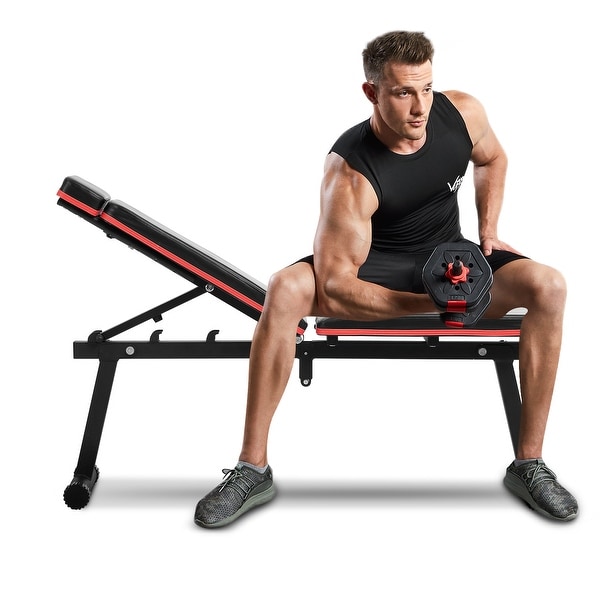 Domyos folding incline bench sales press with rack in base