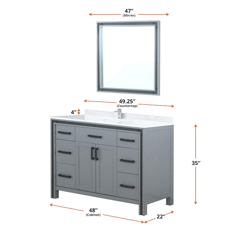 Ziva 48 in W x 22 in D White Bath Vanity and White Quartz Top