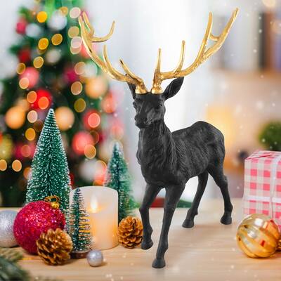 Standing Reindeer Statue Aluminum Deer Sculpture for Room Décor