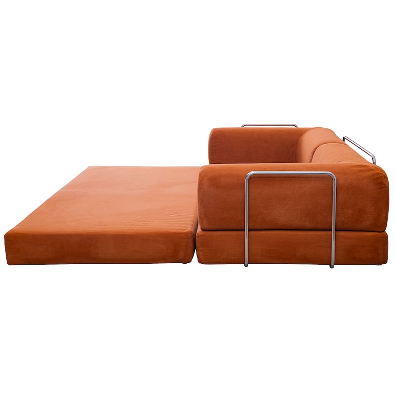 Namib Velvet Upholstered High Density Foam Multifunctional Sofa Daybed - Orange