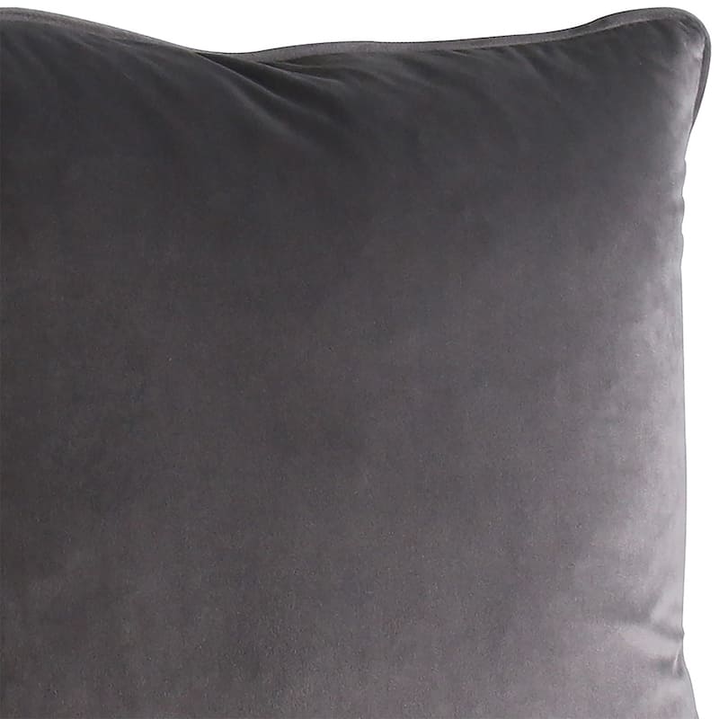 Sonora Plush Velvet 20x20 Square Throw Pillow, Dark Grey