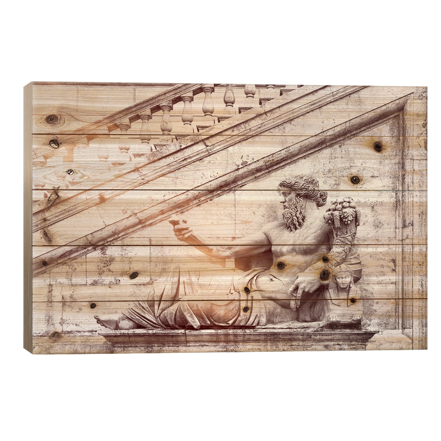Roman Statue Print On Wood by Philippe Hugonnard - Multi-Color