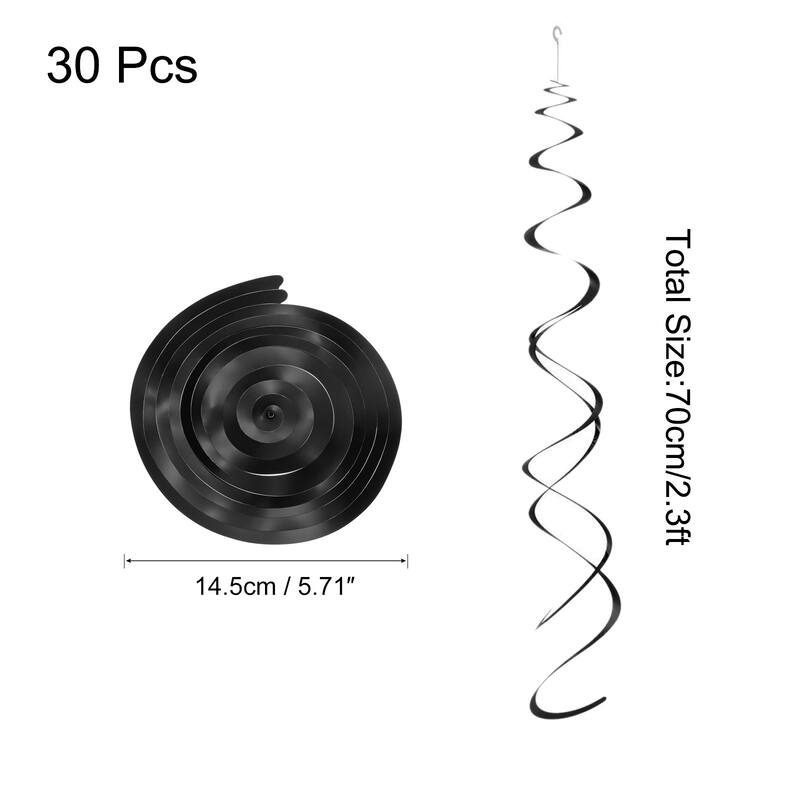 30pcs 27.6" Hanging Swirls Decorations Ceiling Spiral Streamers Party - Black