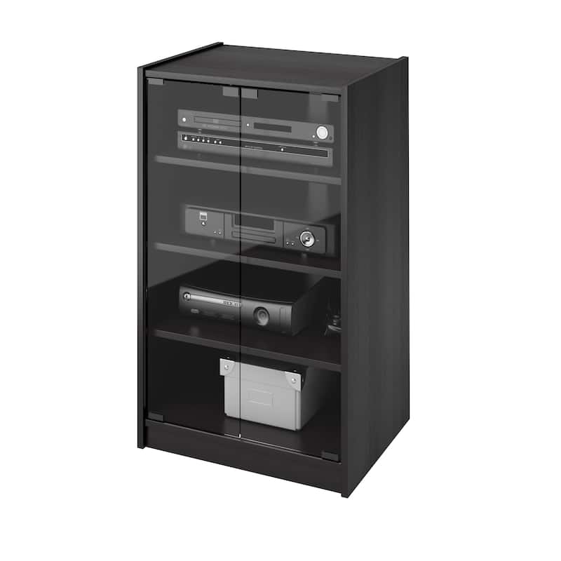 Cranley 21-inch Midnight Black Wood Media Storage Cabinet