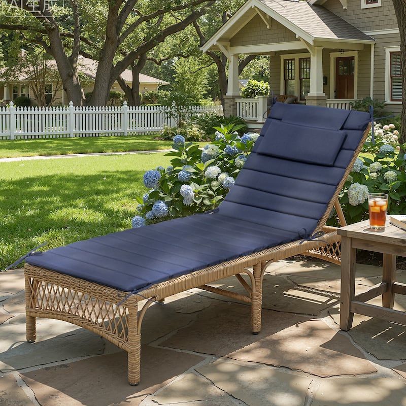 Pellebant Outdoor Chaise Lounge Cushions Patio Lounger Pad with Straps