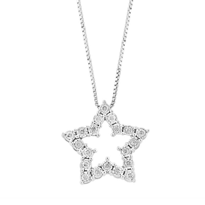 EFFY 925 Silver Diamond Star Pendant Necklace