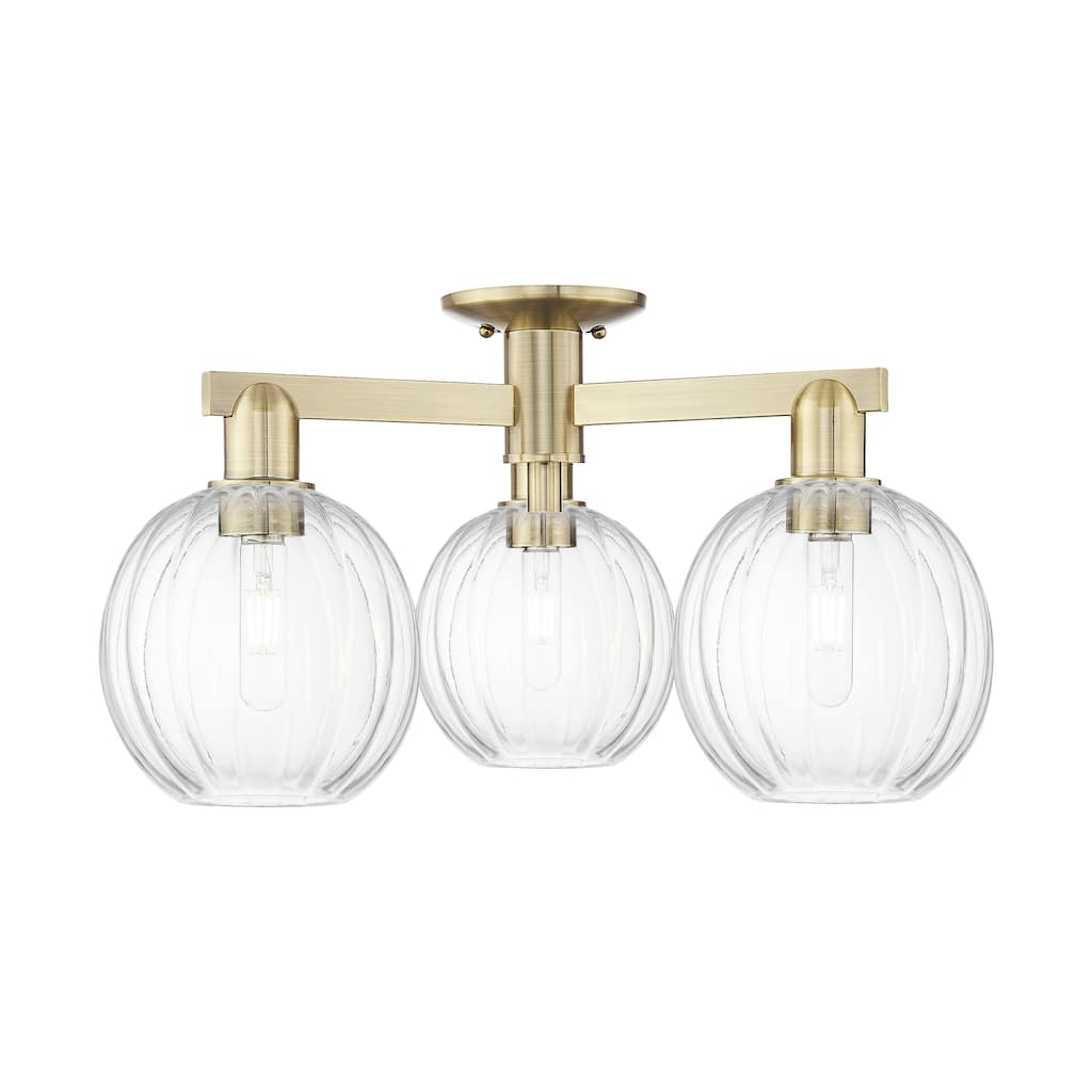Innovations Lighting Downtown Urban - Preston - 3 Light 25" Globe Shade Semi-Flush Mount