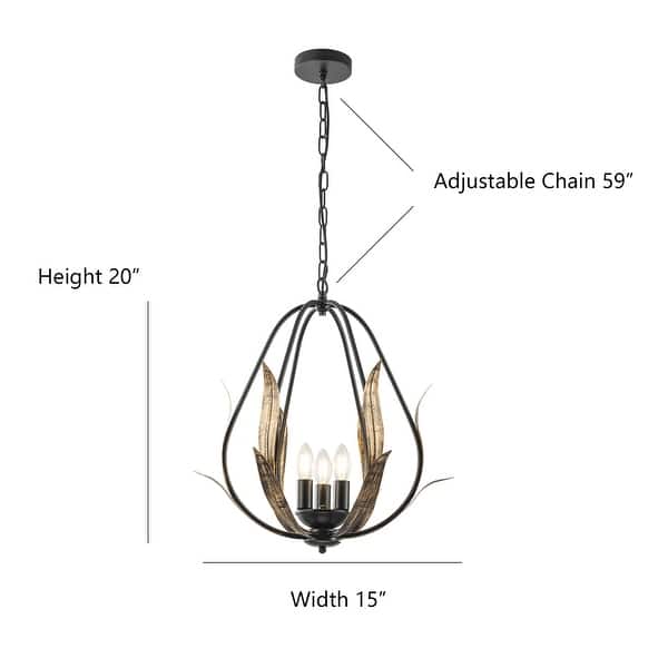 Elora 3-Light Farmhouse Foyer Chandelier - 15 In. Wide