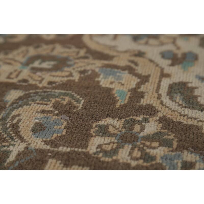 Traditional Mashad Persian Vintage Rug Bedroom Handmade Wool Carpet - 9'6" x 13'3"