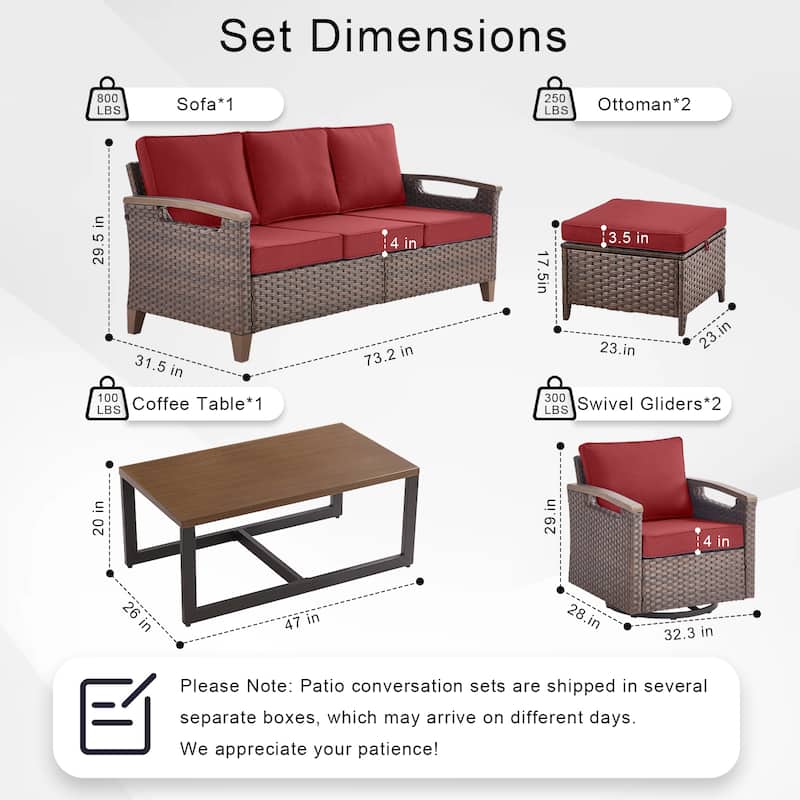 Pocassy Patio Sofa PE Wicker Set