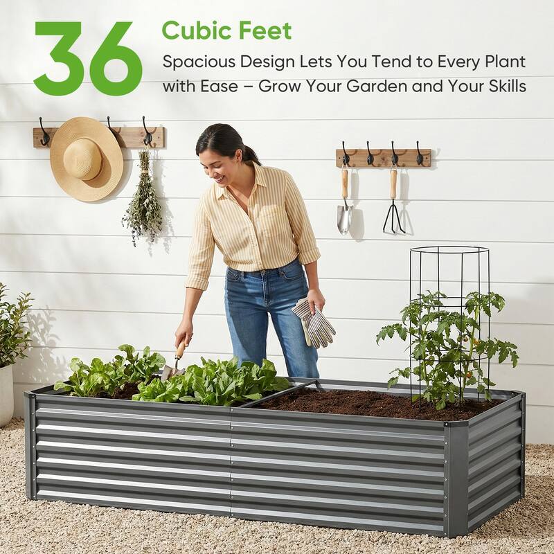 Pocassy Outdoor Planter Box Metal Patio Kit Planting Bed for Vegetables.