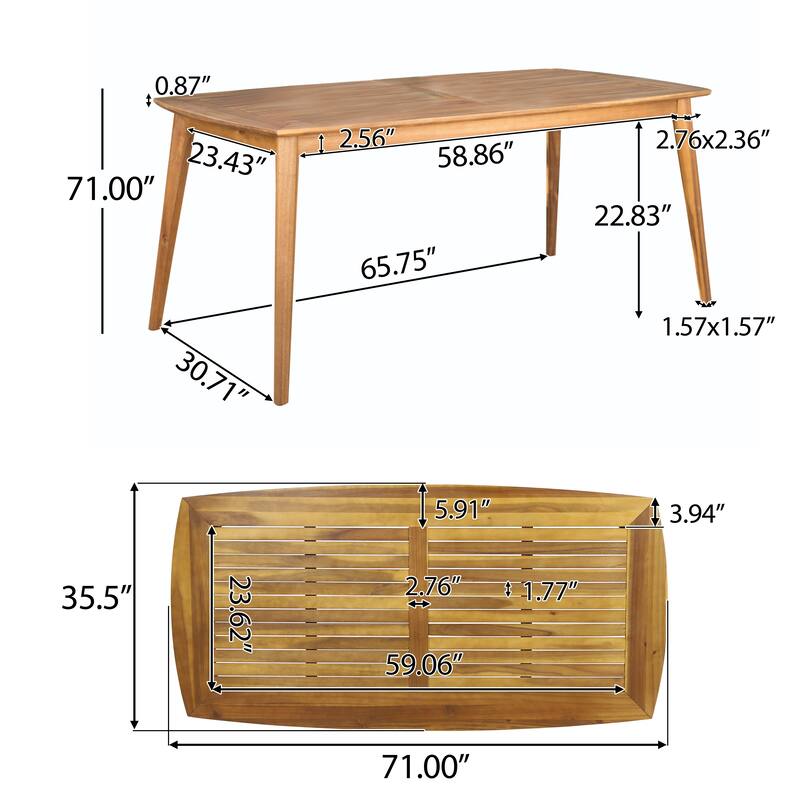 Christopher Knight Home - Outdoor Acacia Wood 7-Piece Dining Set with Wicker Dining Chairs & 71" Rectangular Table