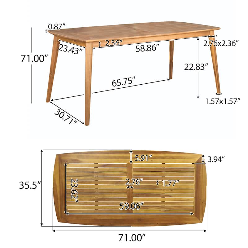 Sunqueen Outdoor Acacia Wood Rectangle Dining Table by Christopher Knight Home - 71.00 x 35.50 x 29.25