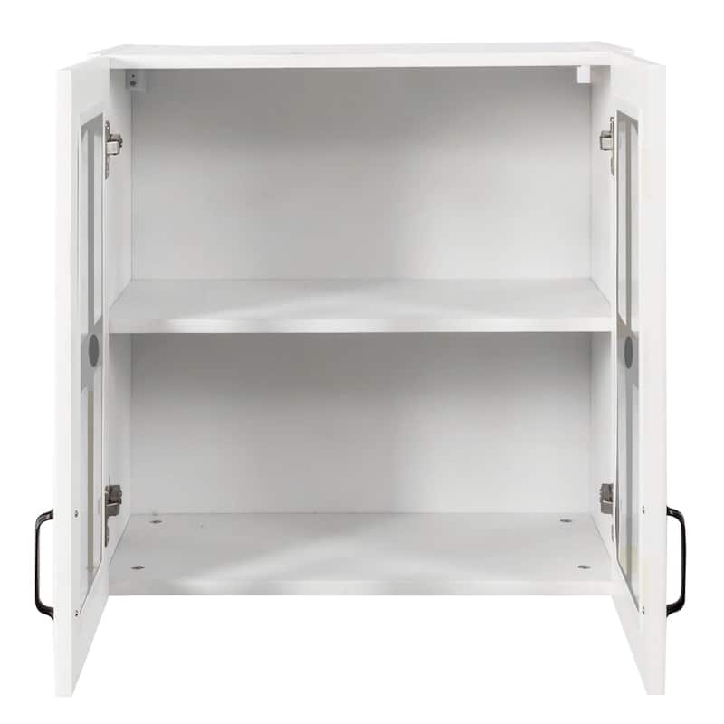 Glass Door Wall Cabinet - Floating Display Cabinet with Shelves for Kitchen, Bathroom, Living Room