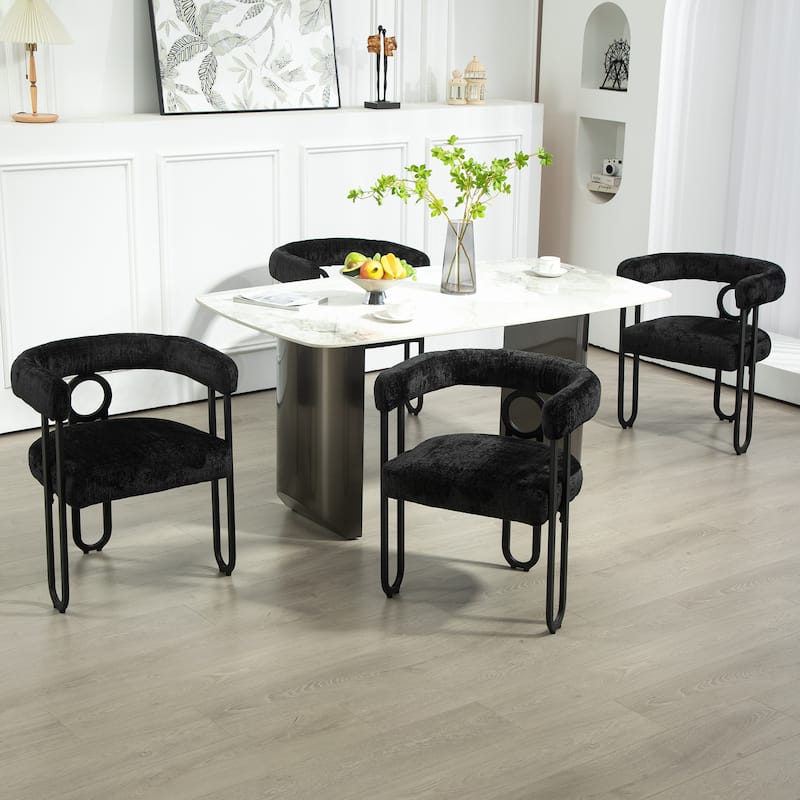 Contemporary Chenille Fabric Upholstered Accent/Dining Chair/Barrel Side Chairs Kitchen Armchair for Living Room set of 1