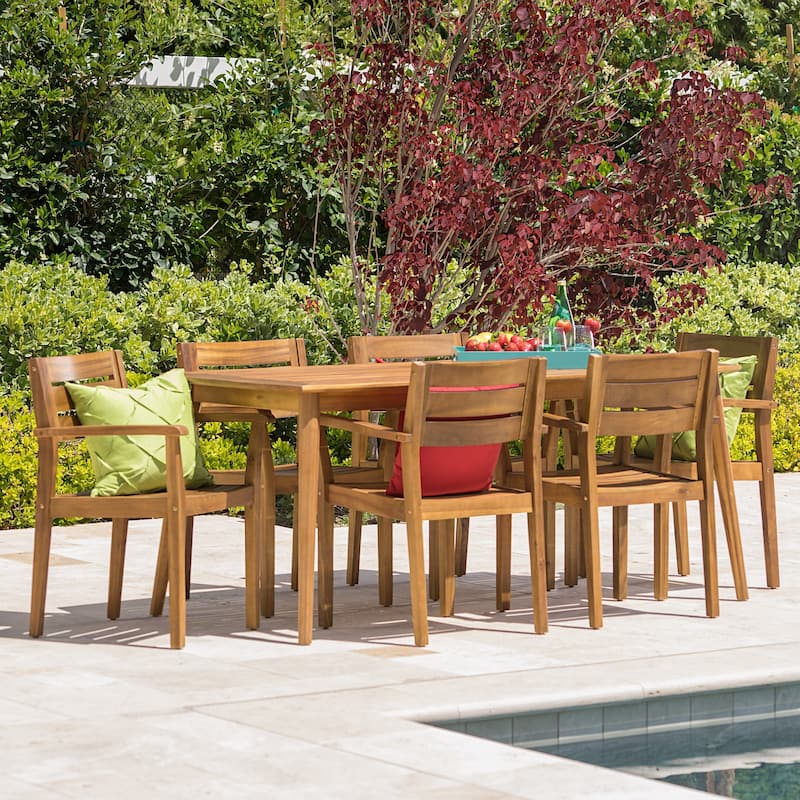 Stamford Outdoor 7-piece Rectangle Acacia Wood Dining Set by Christopher Knight Home - Teak