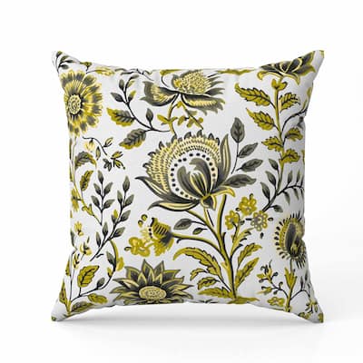 Sanganeri Block Print Faux Suede Reversible Throw Pillow Olive and Green