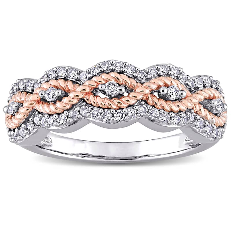 Miadora Signature Collection 2-Tone 10k Rose and White Gold 1/4ct TDW Diamond Infinity Anniversary Band