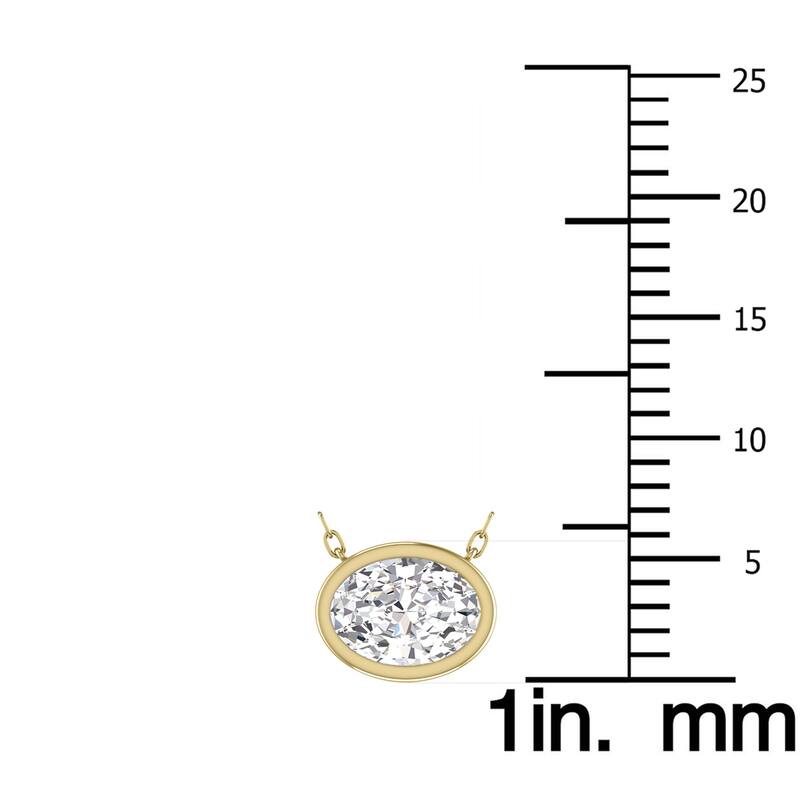 Marquee Lab Grown 1 Carat Oval Bezel Set Diamond Solitaire Pendant in 14K Yellow Gold