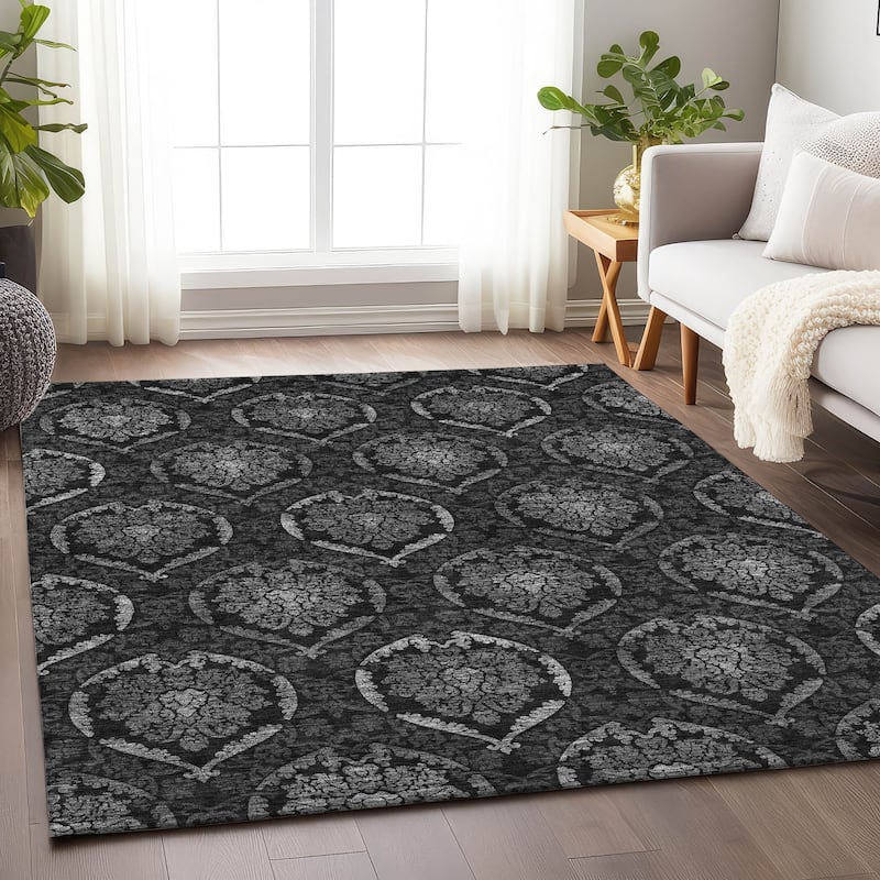 Premium Washable Super Soft Damask Glam Mayfield Rug