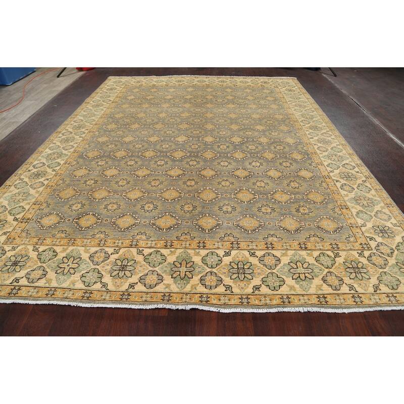 Geometric Khotan Oriental Area Rug Wool Hand-knotted Living Room Carpet - 9'0" x 11'6"