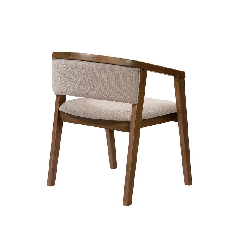 Christopher Knight Home - Noren Mid-Century Boucle Upholstered U-Shaped Dining Chair with Armrest - Set of 2