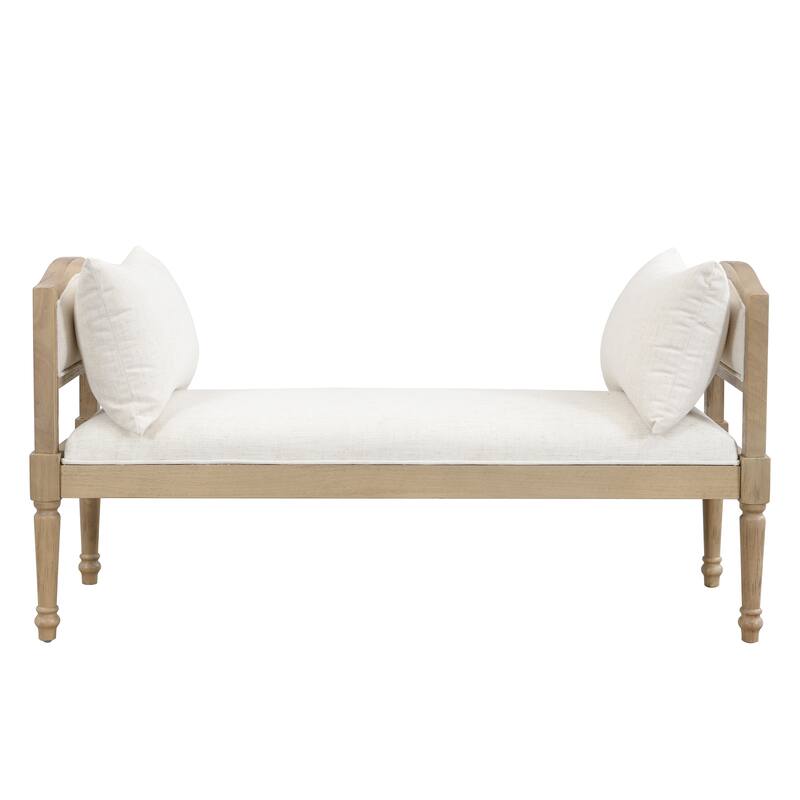 Christopher Knight Home - Elora Upholstered Bench with Turned Legs and Side Cushions - Beige