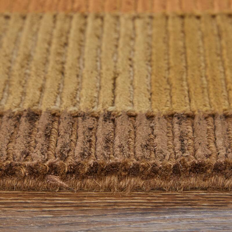 Keystone Hand Knot Color Block Rug, Brown/Rust, Area Rug