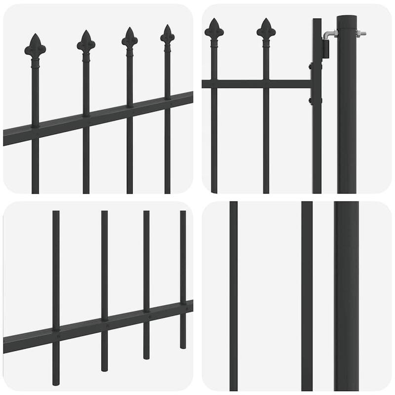 vidaXL Fence Gate Gray 39.4" x 49.2"/59.1"/68.9"/98.4" Powder-coated steel