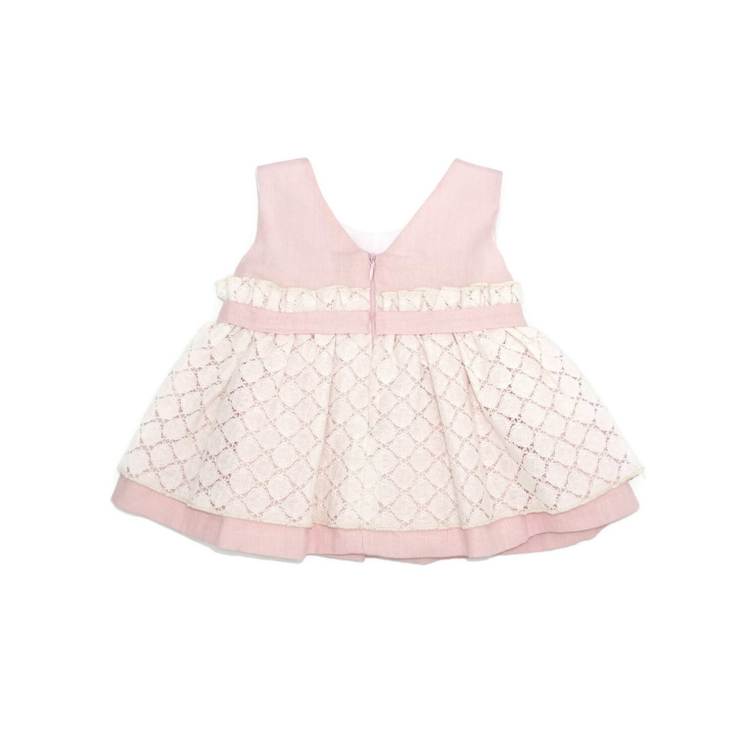 Shop Coquelicot Little Girls Pink Lace Linen Sophia Blonda Lino
