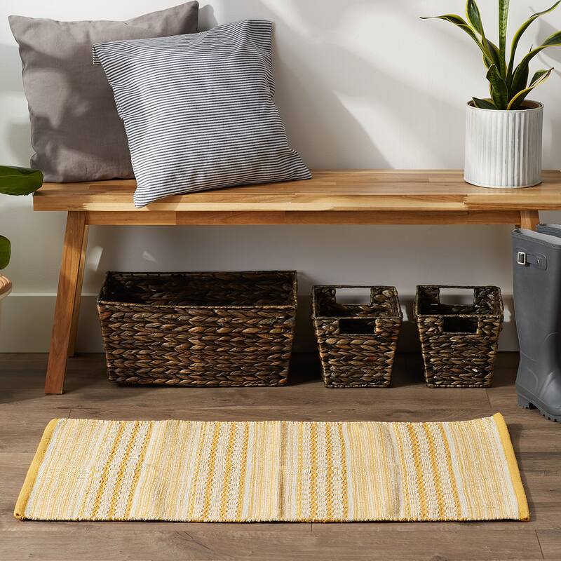 DII Stone Dobby Stripe Hand-Loomed Rug 2ft 6inx6 Ft - 36.0 In. L X 24.0 In. W X 0.2 In. H