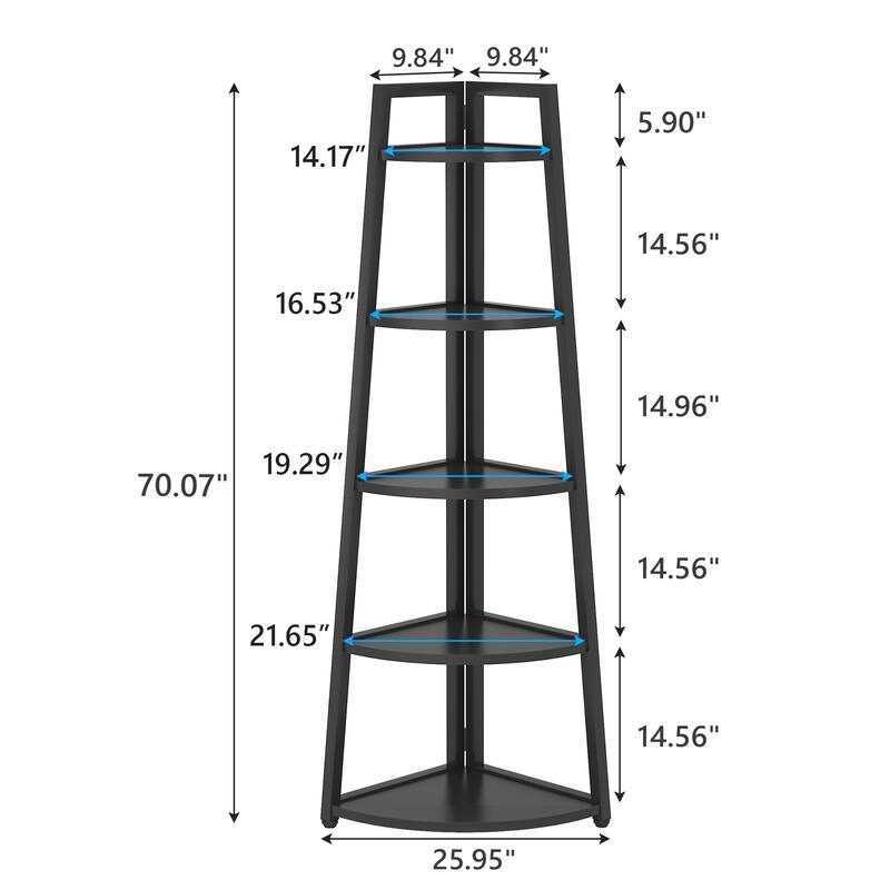 70 inch Tall Corner Shelf, Corner Bookshelf and Bookcase
