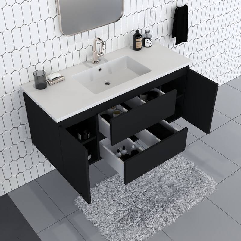Volpa USA Salt 48-Inch Wall Mounted Floating Bathroom Vanity Set
