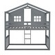 preview thumbnail 6 of 14, Stylish Twin Over Twin Wood House Shaped Bunk Bed With Built-in Ladder and Guardrail, Solid Construction, Gray