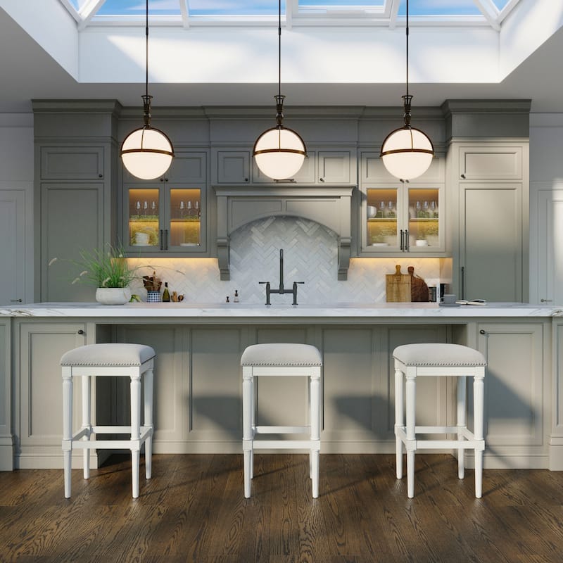 Manchester Solid Wood Square Upholstered Seat Bar Stool