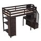 preview thumbnail 7 of 16, Twin size Loft Bed with Storage Drawers, Shelves, Desk and Stairs, Black