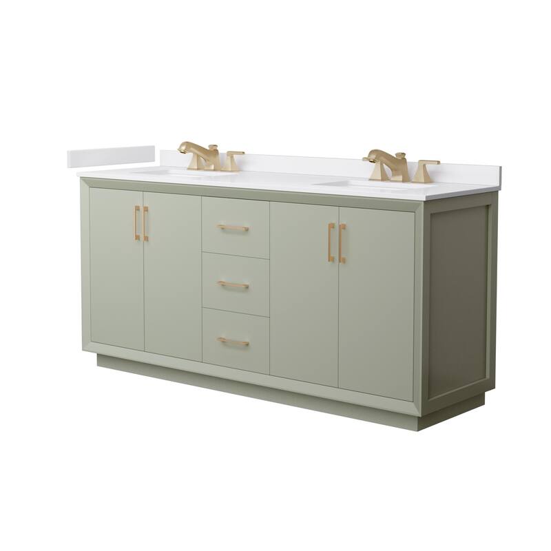 Wyndham Collection WCF4141-72D-VCA-US3MXX Strada 72" Free Standing - Light Green / White Cultured Marble Top / Satin