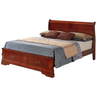 Traditional Cherry Wood Platform Bed with Ample Storage - Bed Bath ...
