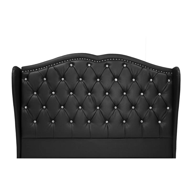 Full Size Faux Leather Panel Bed Frame with Wood Support and 2-Piece Packaging
