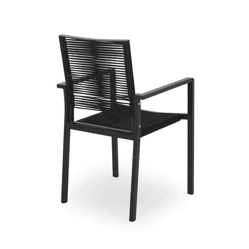 Outdoor Modern Aluminum Dining Chair with Rope Seat (Set of 2)