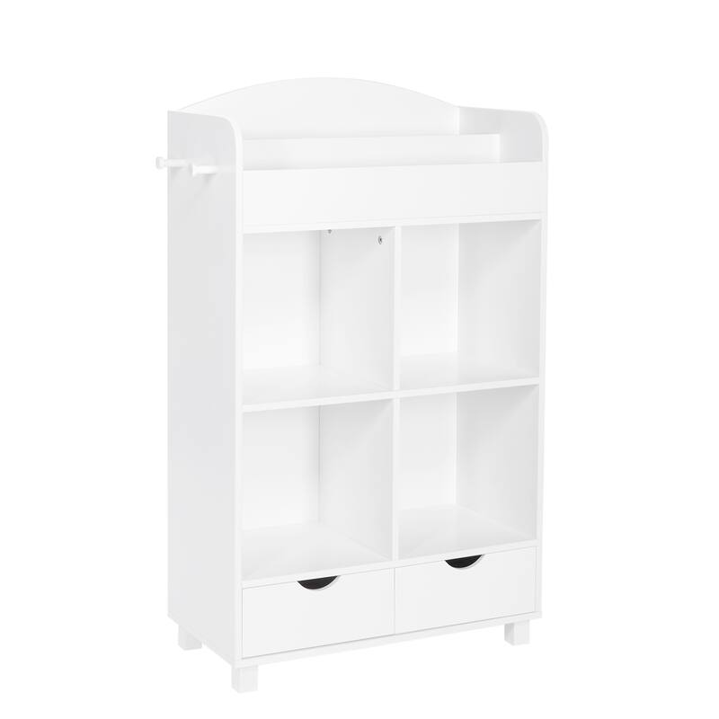 RiverRidge Kids Book Nook Cubby Toy Storage Cabinet with Bookshelf, Drawers, and Hooks
