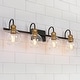 preview thumbnail 4 of 32, Olia Modern Black Gold 3/4/5-Light Bathroom Vanity Light Globe Glass Wall Sconce L29.5" x W7.1" x H8.6" - 4-Light