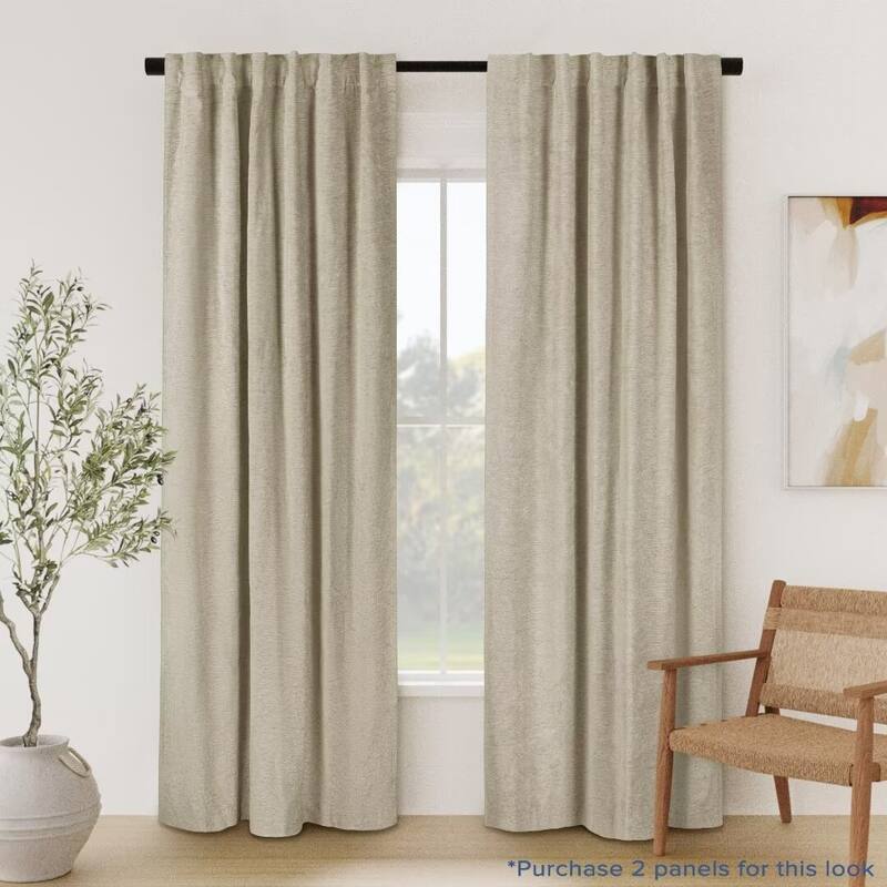 Chenille Solid Room Darkening Back Tab Single Curtain Panel