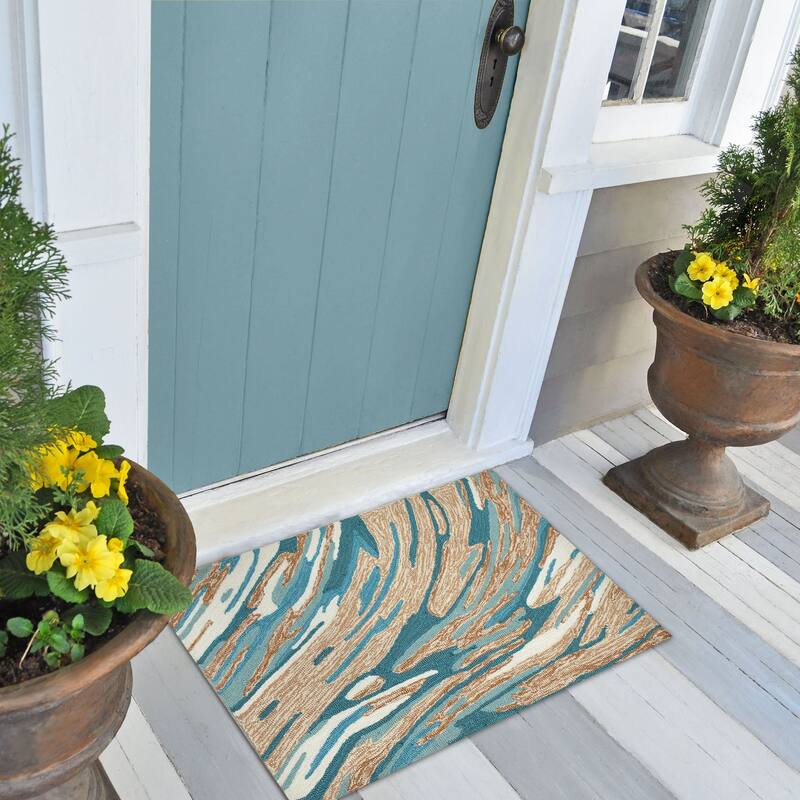 Liora Manne Capri Big Wave Indoor/Outdoor Area Rug - 1'8" x 2'6" - Aqua