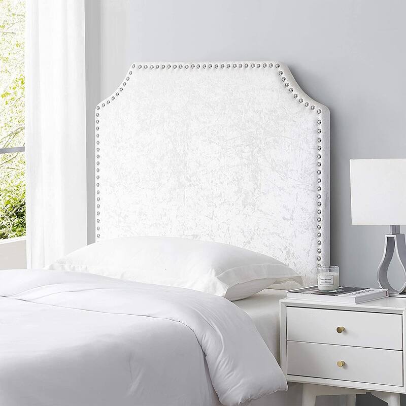 Bevel Tacked Plush College Headboard with Legs - Velvet Crush