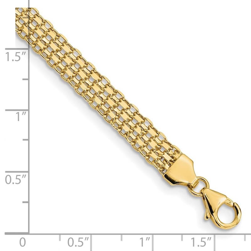 Curata 14k Yellow Gold Italian 7.5" 6.2mm Wide Bismark Link Bracelet