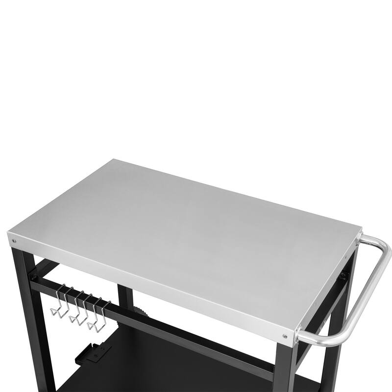 Royal Gourmet Double Shelf Movable Dining Cart Work Table with Handle