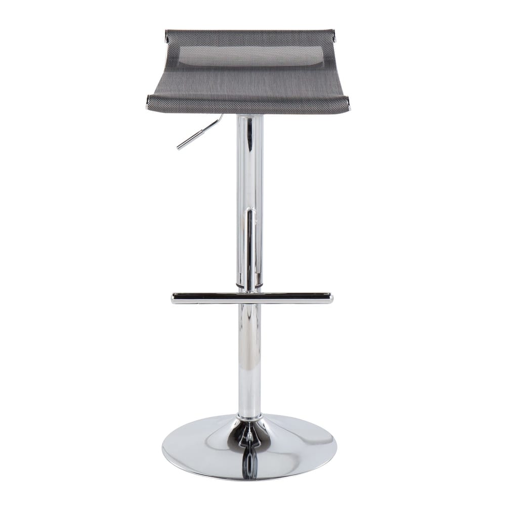 Lumisource Mirage Ale Adjustable Bar Stool in Chrome and Silver Mesh - 18"Lx16"Wx26.25-35"H